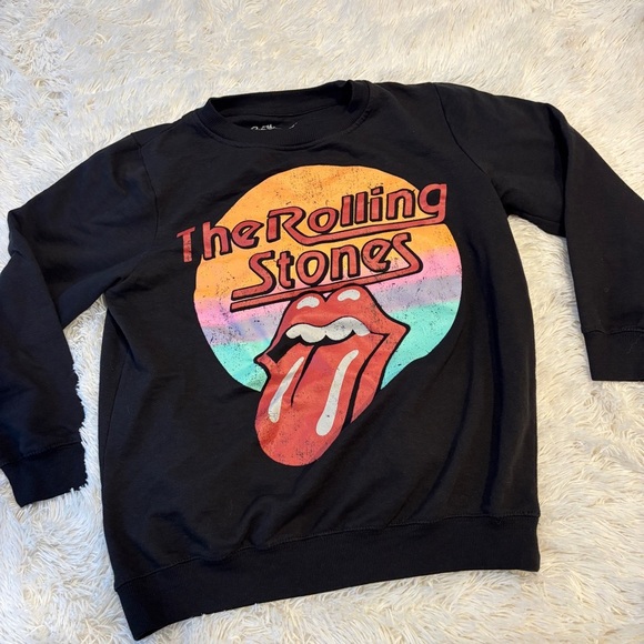 Rolling Stones Tongue Crew Neck Sweatshirt Black Lightweight Woman’s Medium - Picture 1 of 9
